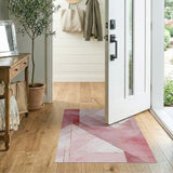 ODIKA Washable Abstract Geometric Pink Area Rug - Modern Watercolor Non-Slip Low Pile Rug