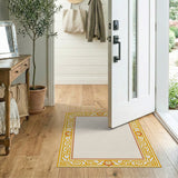 Ornate Gold Scroll Border Area Rug
