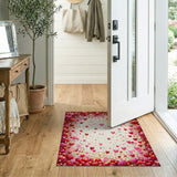 ODIKA Washable Heart Confetti Festive Area Rug - Non-Slip, Low Pile, Pet & Kid Friendly
