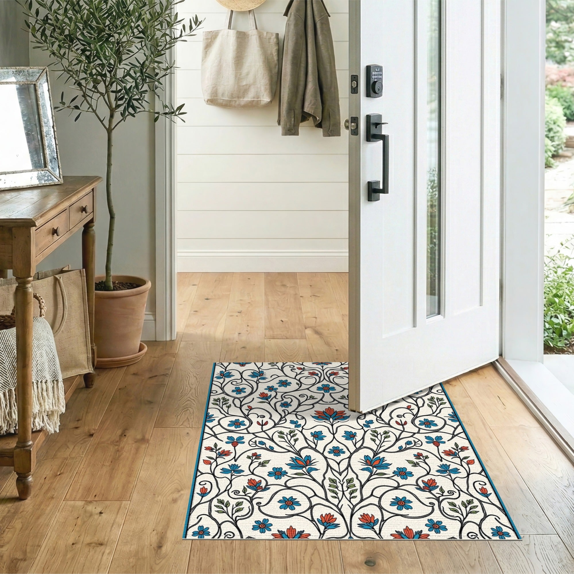 Vintage Floral Vine Multi-Color Area Rug