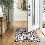 Ornate Black White Persian Area Rug with Heart Motifs