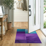 Layered Teal Purple Plush Area Rug