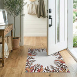 Vibrant Multi-Color Feather Leaf Frame Rug