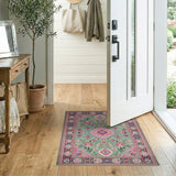 Emerald Teal Tribal Geometric Area Rug