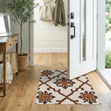 Ornate Trellis Cream Area Rug with Star Motifs