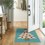 Cartoon Coastal Christmas Tree Area Rug