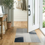Abstract Geometric Blue Grey Area Rug