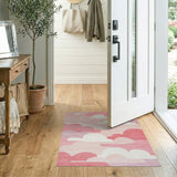 Dreamy Pink Clouds Geometric Area Rug