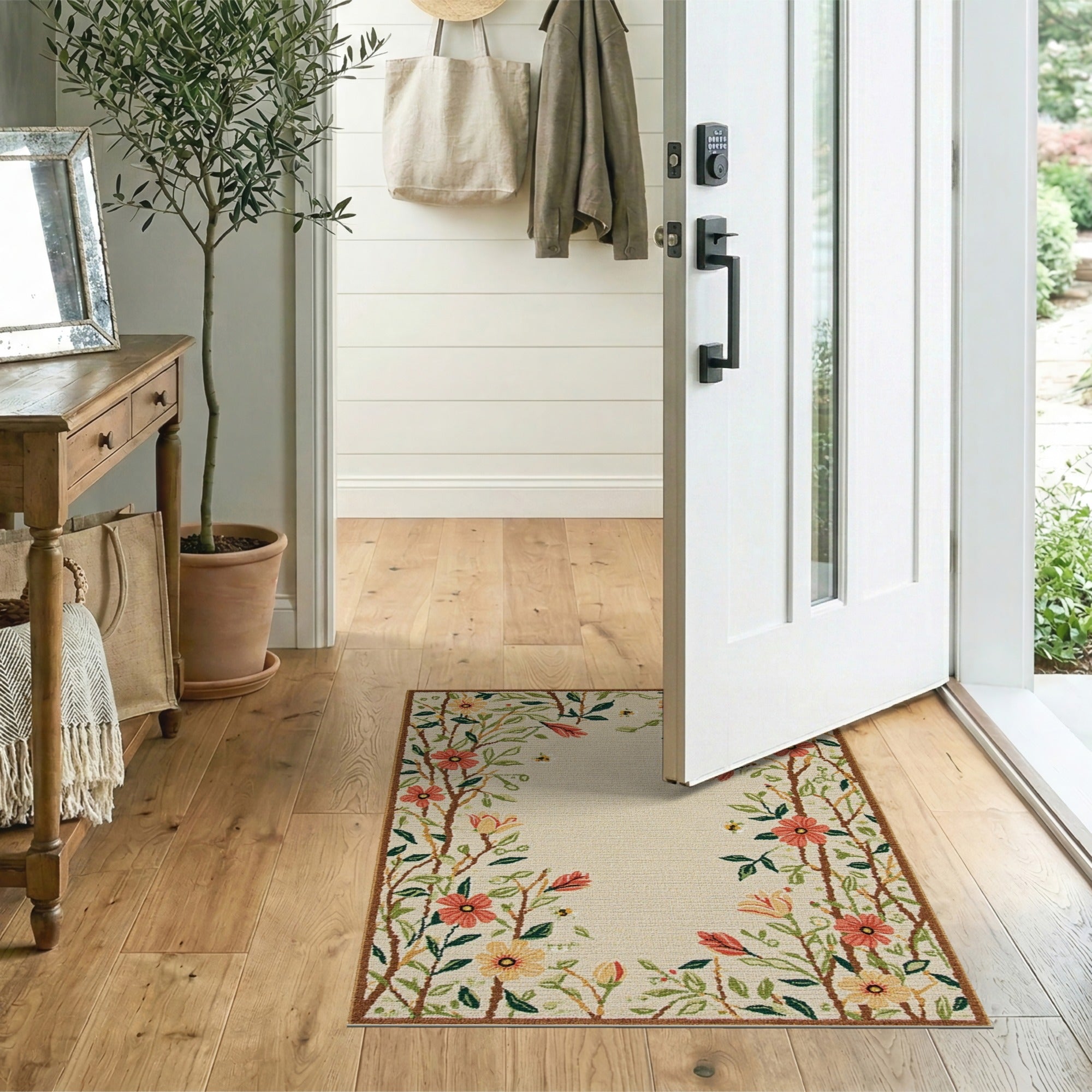Vintage Pink Blossom Garden Area Rug