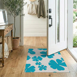Teal Floral Silhouette Area Rug