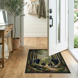Black Bear Family Forest Path Area Rug