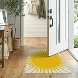 Geometric Modern Radiant Yellow Sunburst Area Rug