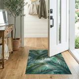 Green Teal Green Palm Frond Area Rug