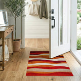 Wavy Red Orange Abstract Area Rug