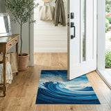 Majestic Crashing Waves Blue Area Rug
