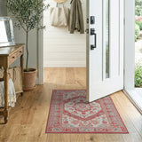 Red Traditional Persian Red Persian Medallion Area Rug