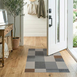 Modern Geometric Patchwork Neutral Area Rug