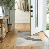 Abstract Wavy Layers Beige Neutral Area Rug
