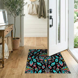 Vibrant Peacock Feather Tribal Area Rug