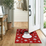 Festive Smiling Snowman Snowflakes Area Rug