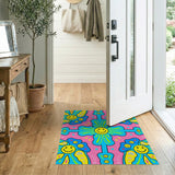 Playful Smiley Faces Floral Area Rug