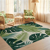 ODIKA Washable Tropical Green Monstera Leaf Area Rug - Low Pile Non-Slip & Pet Friendly