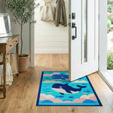 Playful Cartoon Whale Ocean Area Rug