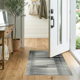Abstract Black White Grid Line Area Rug
