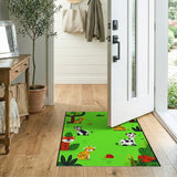 Green Playful Jungle Animals Kids Cartoon Rug