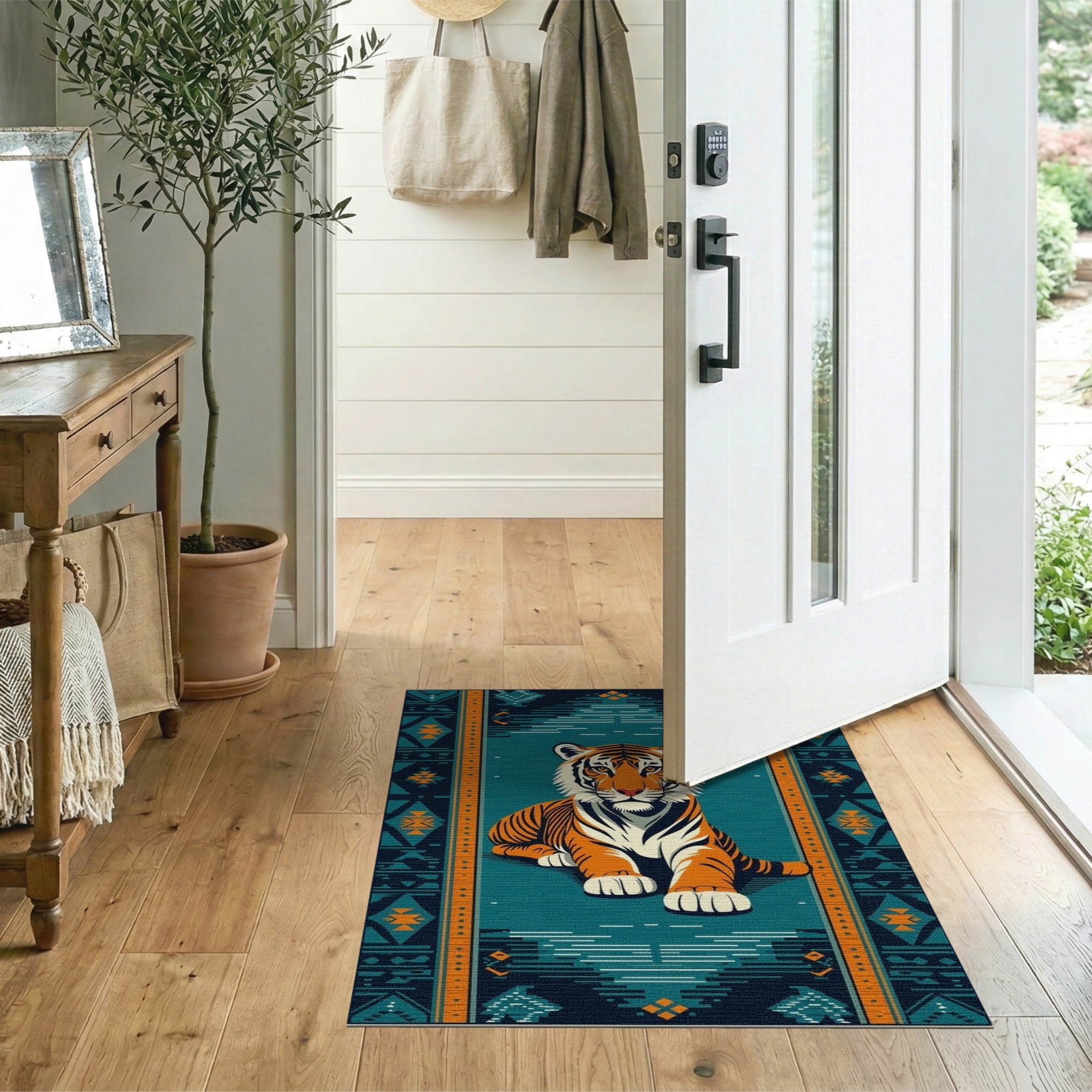 Majestic Orange Tiger Southwestern Area Rug