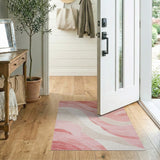 Wavy Pink Abstract Abstract Area Area Rug