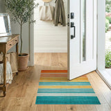 Sunset to Teal Gradient Striped Area Rug