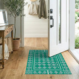 Emerald Green Geometric Star Pattern Area Rug