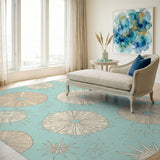 Blue Teal Sea Urchin Coastal Area Rug