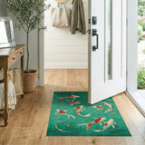 Teal Koi Fish Area Rug with Swirling Motion