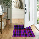 Purple Plaid Area Rug with Black Red Accents
