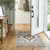Southwestern Brown and Tan Brown Tan Southwestern Geometric Area Rug