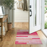 Abstract Pink Stripe Geometric Area Rug
