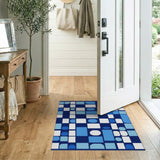 Blue and Teal Modern Blue Mosaic Geometric Area Rug