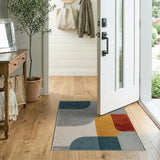 Abstract Geometric Teal Multi-Color Area Rug