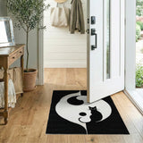 Yin-Yang Black Cat Area Rug