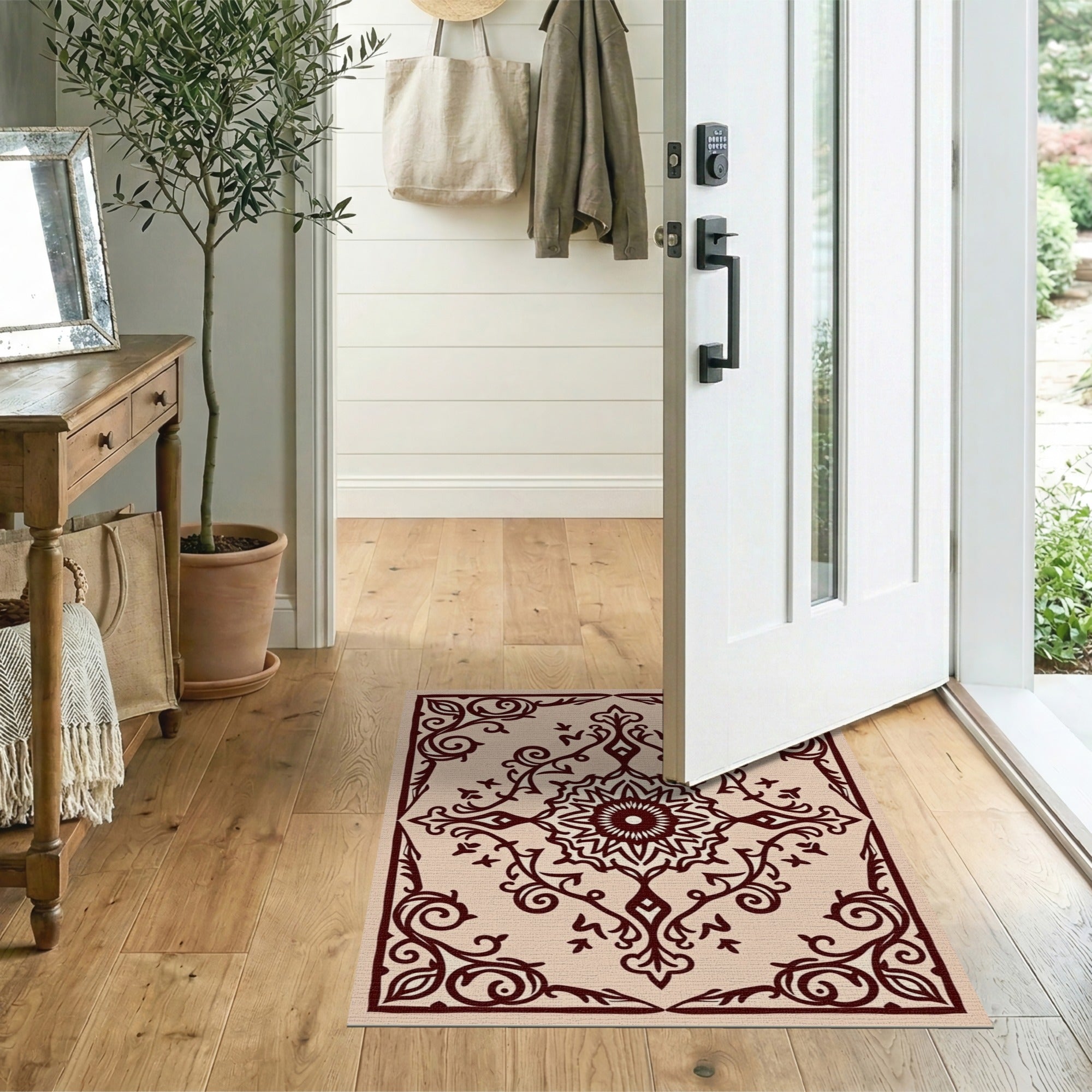 Brown and Tan Ornate Persian Medallion Area Rug