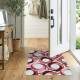 Modern Red Geometric Circles Area Rug