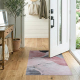 Blush Pink Gold Vein Abstract Area Rug
