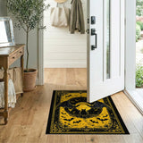 Gothic Black Cat Bats Moon Yellow Area Rug