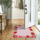 Strawberry Friends Pink Kids Cartoon Rug