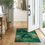 Lush Green Monstera and Palm Leaf Area Rug