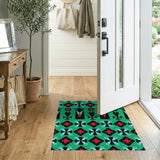 Vibrant Green Geometric Starburst Area Rug