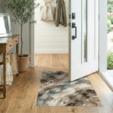 Sweeping Watercolor Abstract Rug in Brown Tan