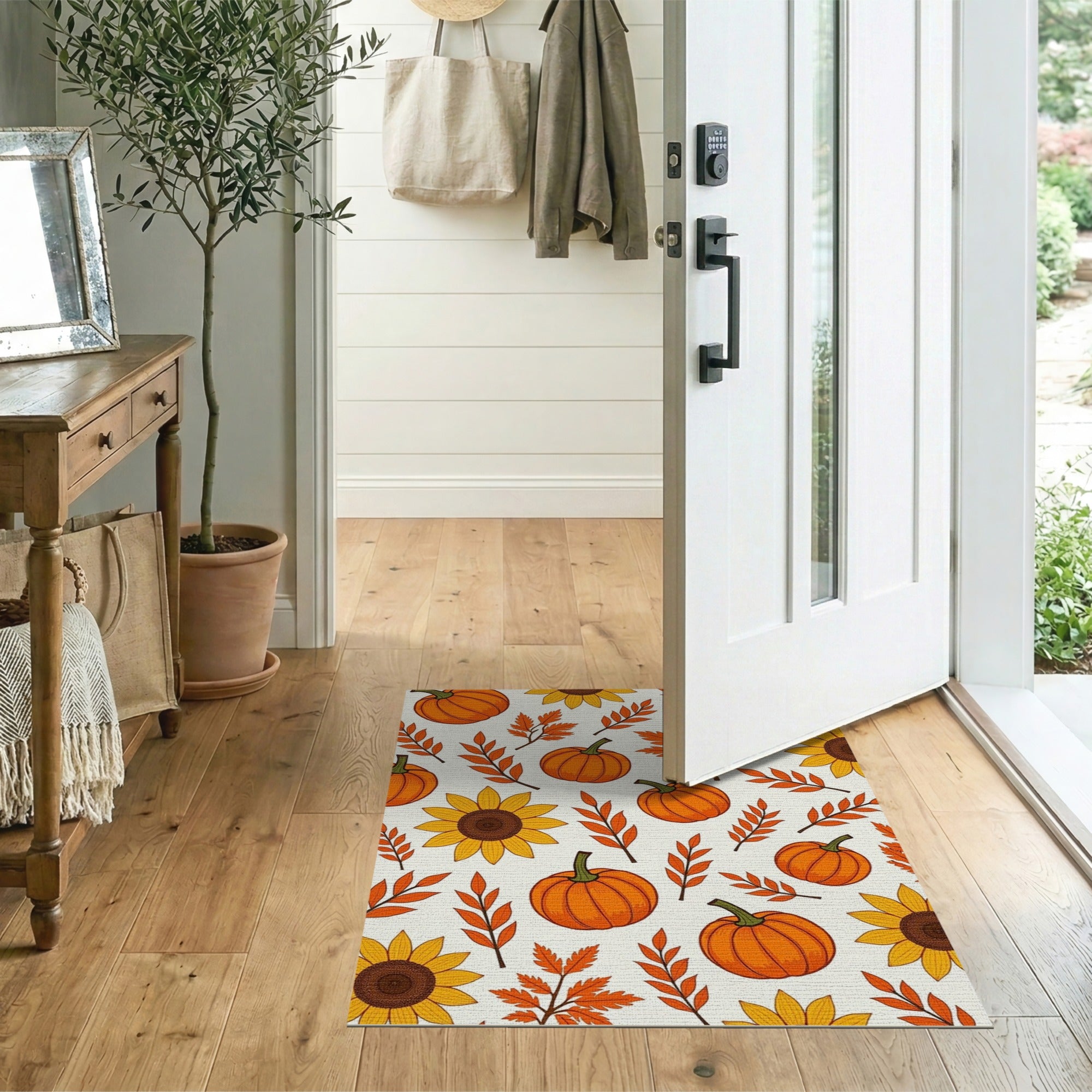 Autumn Pumpkin Sunflower Harvest Area Rug